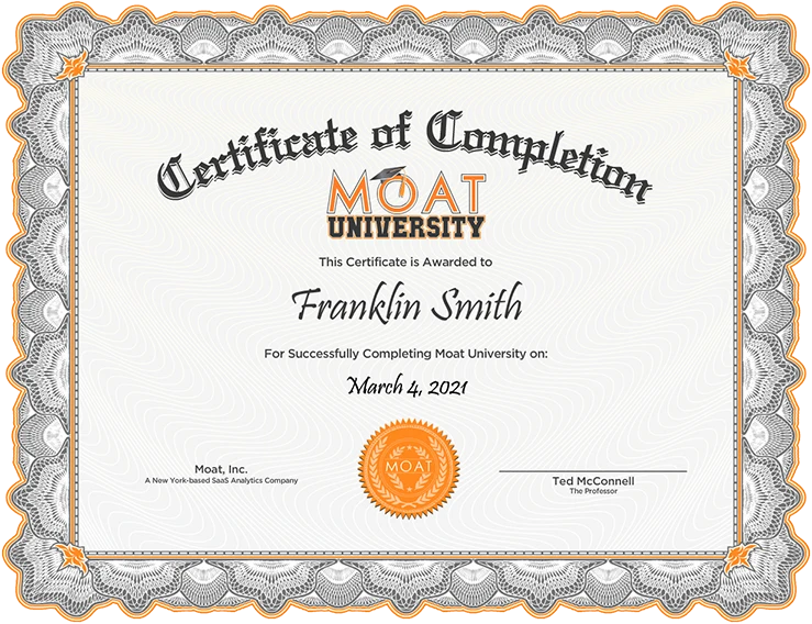 Moat University Certificate Example