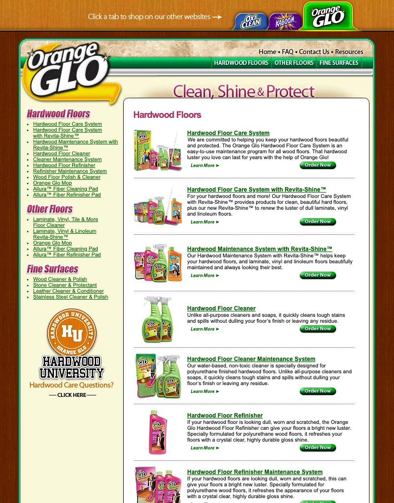 Orange Glo Website Example
