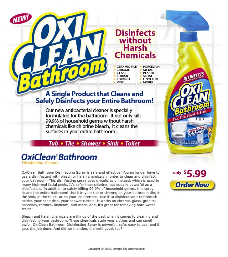 Oxi Clean Landing Page Example