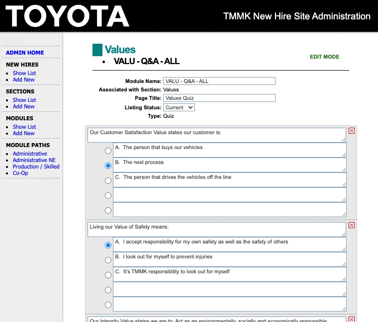TMMK Website Example